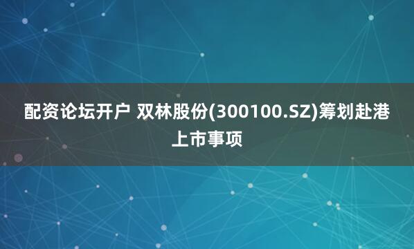配资论坛开户 双林股份(300100.SZ)筹划赴港上市事项